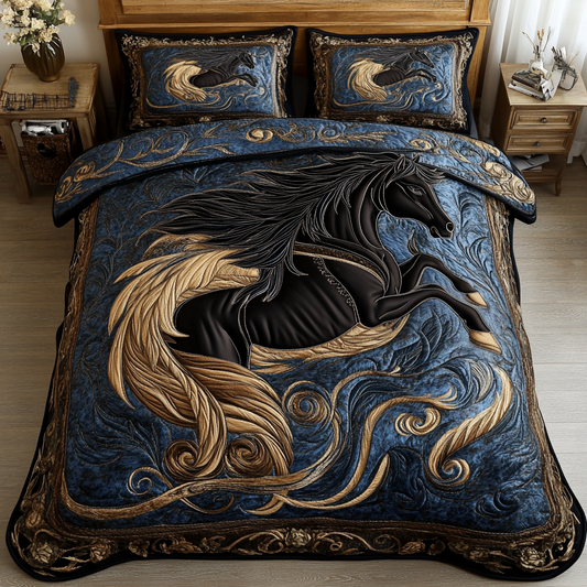 Graceful Horse 3-Piece Quilted Bedding Set NCU0DK9106