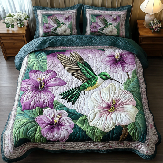 Graceful Hummingbird 3-Piece Quilted Bedding Set NCU0DK8004