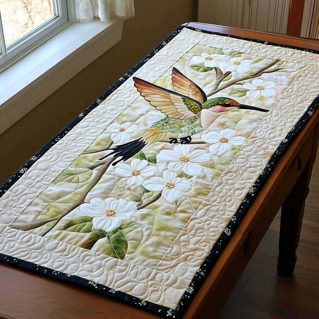 Graceful Hummingbird Quilted Table Runner NCU0DK7688