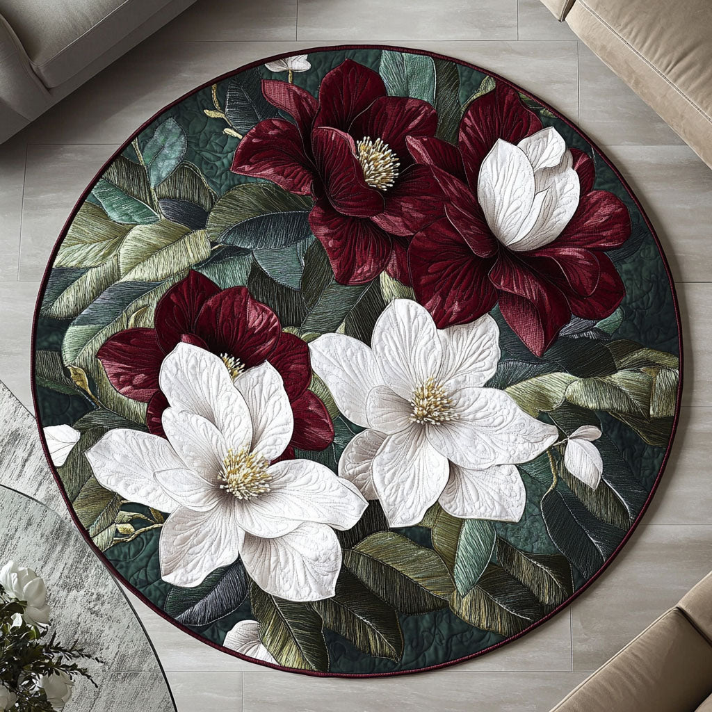 Graceful Magnolia Quilted Round Mat NCU0PT3626