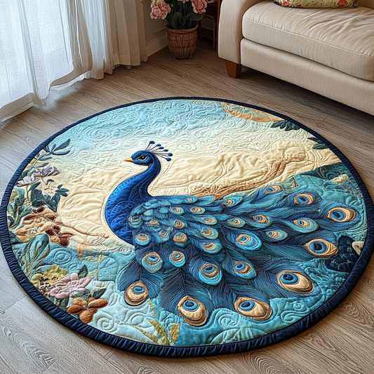 Graceful Peacock Quilted Round Mat NCU0VL1378
