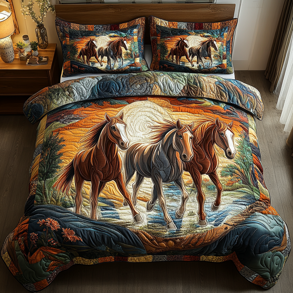 Graceful Stride 3-Piece Quilted Bedding Set NCU0DK4884