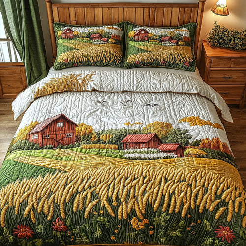 Grain Glory 3-Piece Quilted Bedding Set NCU0DV7107