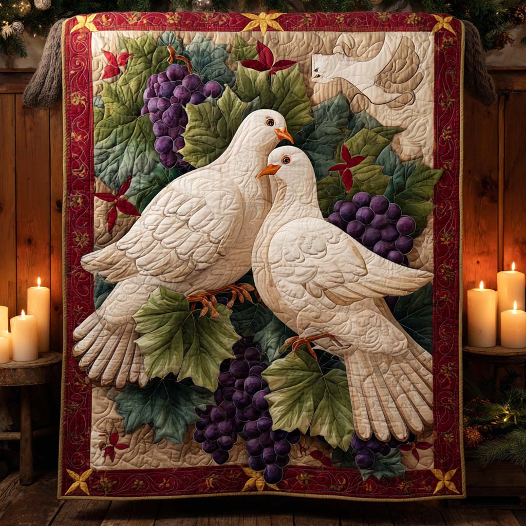 Grapevine Doves Quilted Blanket NCU0XD481