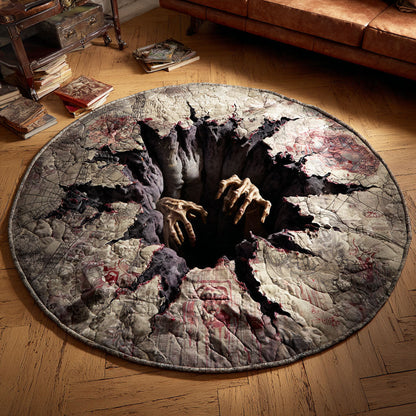 Grasping Hands Below Quilted Round Mat NCU0TD755