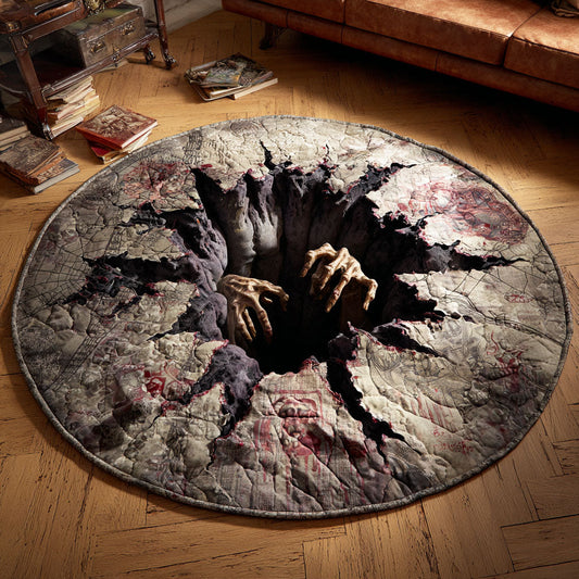 Grasping Hands Below Quilted Round Mat NCU0TD755