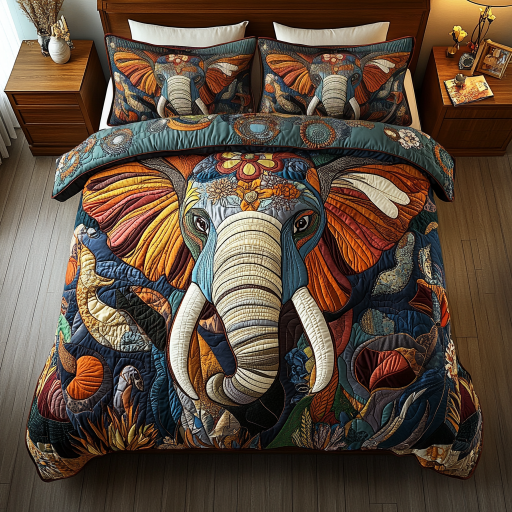 Gray Grace Designs 3-Piece Quilted Bedding Set NCU0DK3380
