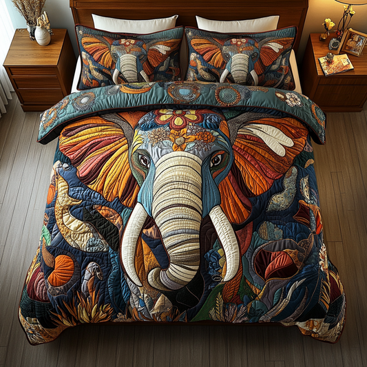 Gray Grace Designs 3-Piece Quilted Bedding Set NCU0DK3380