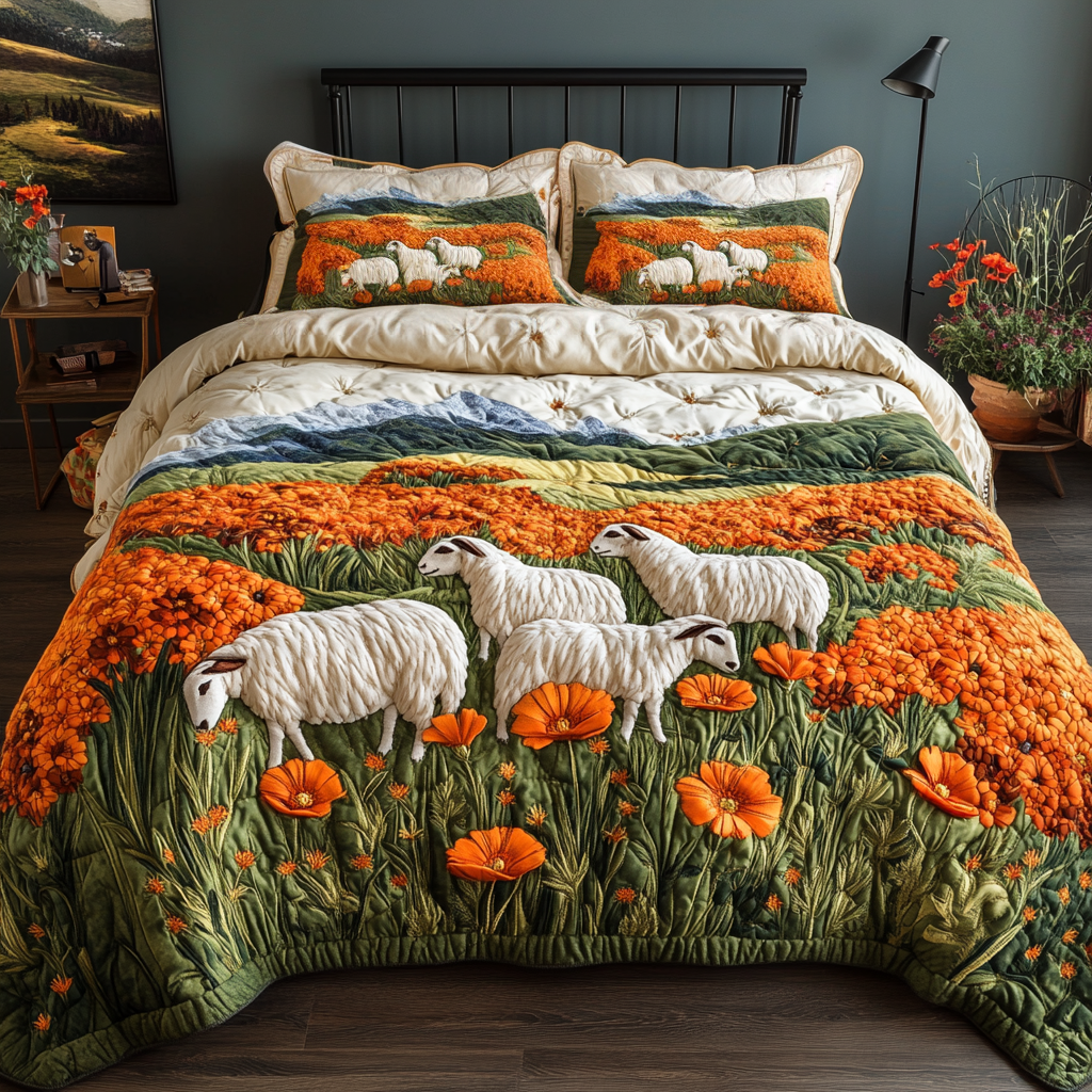 Grazing Calm 3-Piece Quilted Bedding Set NCU0VH5242