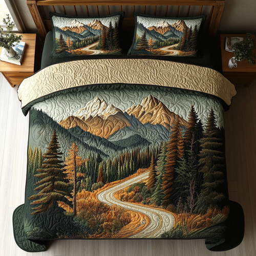 Great Smoky Mountain Trail 3-Piece Quilted Bedding Set NCU0DV5288