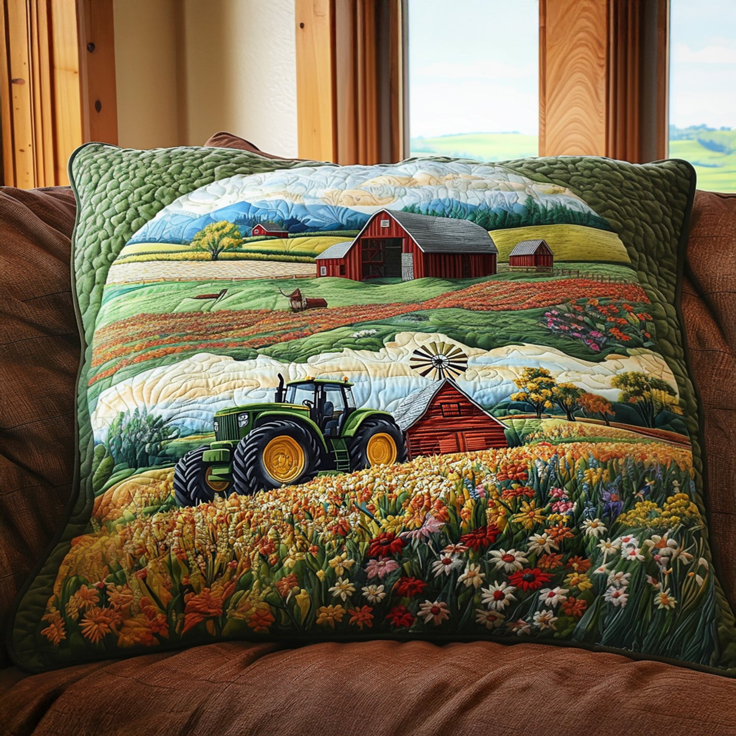 Green Acres Quilt Quilted Bedding Pillow Case NCU0PT7009