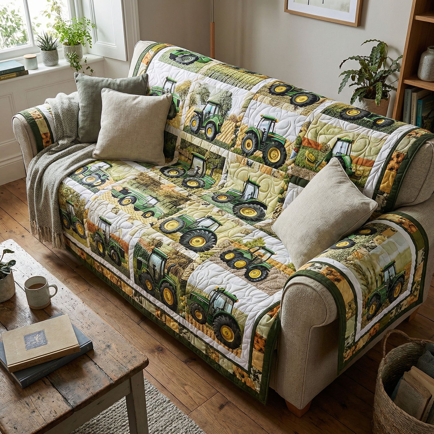 Green Acre Memories Quilted Sofa Cover NCU0PT11400