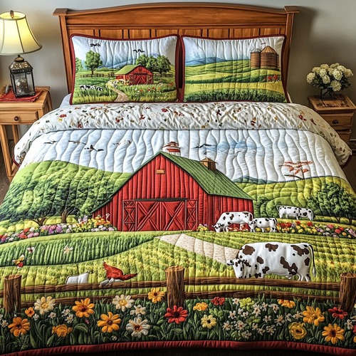 Green Acres 3-Piece Quilted Bedding Set NCU0DK6685