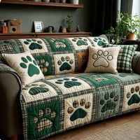 Green Buffalo Love Paw Quilted Sofa Cover NCU0NT11538