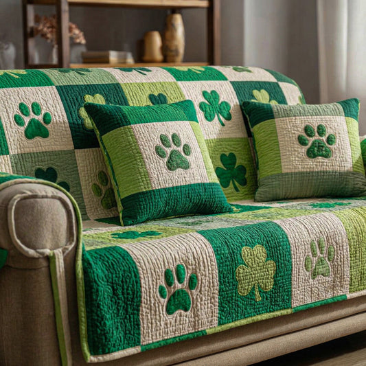 Green Clover Quilted Sofa Cover NCU0NT12211
