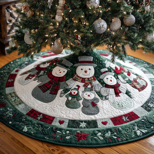 Green Cozy Snowmen Quilted Tree Skirt NCU0XD2094