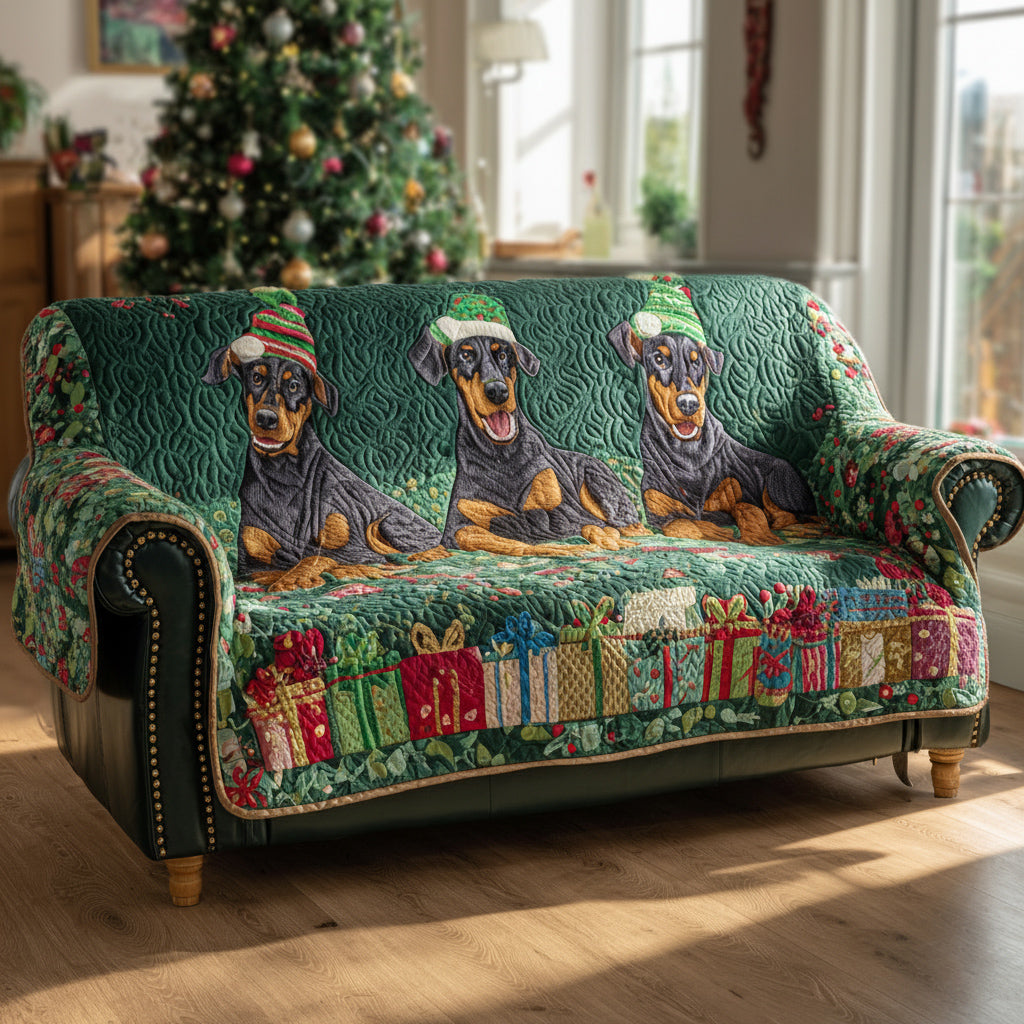 Green Doberman Quilted Sofa Cover NCU0HH1214