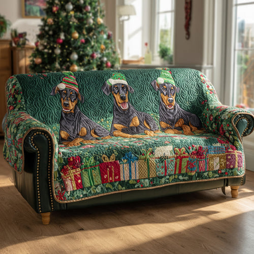 Green Doberman Quilted Sofa Cover NCU0HH1214