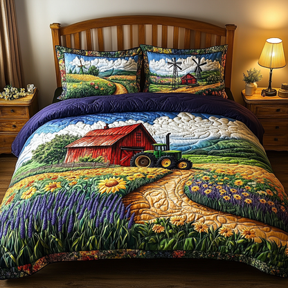 Green Fields 3-Piece Quilted Bedding Set NCU0VL2081