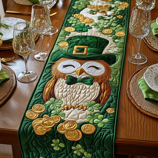 Green Fortune Quilted Table Runner NCU0VH2549
