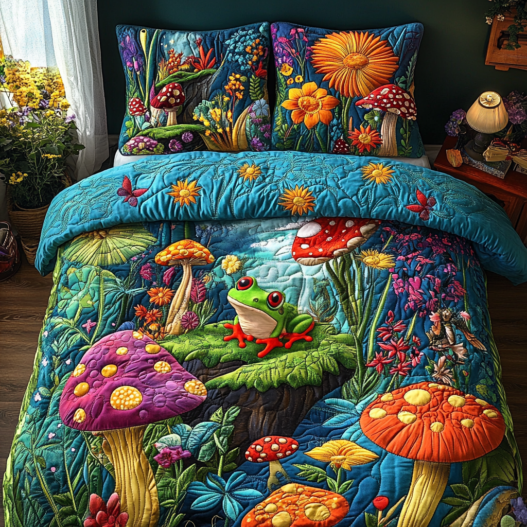 Green Grove Guardians 3-Piece Quilted Bedding Set NCU0DV3249