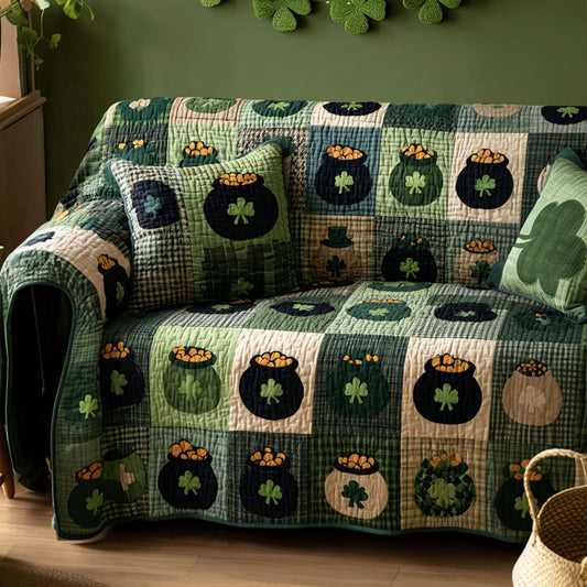 Green Harmony Quilted Sofa Cover NCU0NT12027