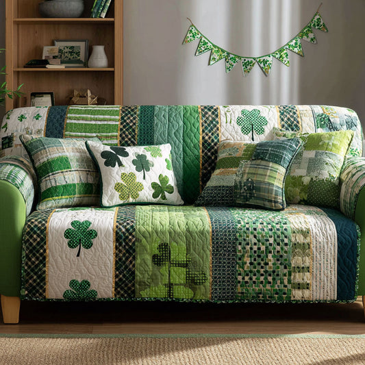 Green Luck Quilted Sofa Cover NCU0NT12028