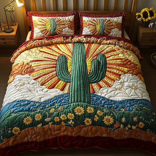 Green Oasis 3-Piece Quilted Bedding Set NCU0VL1616