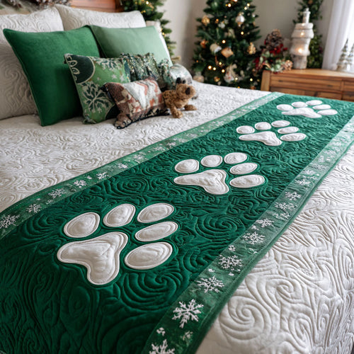 Green Pawpath Quilted Bed Runner NCU0TV1175