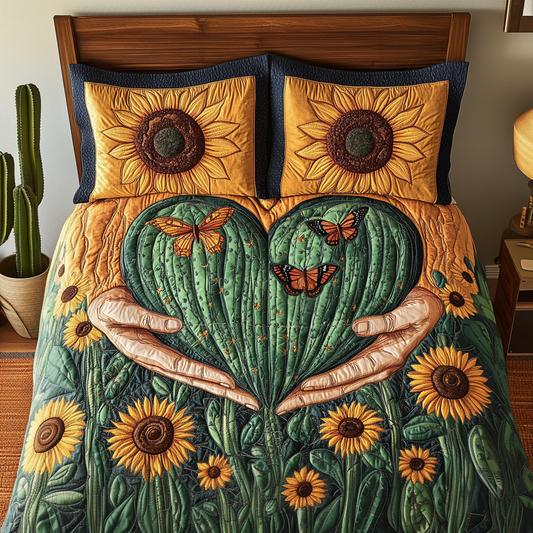 Green Romance 3-Piece Quilted Bedding Set NCU0VH5899