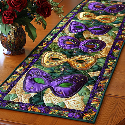 Green Royal Masks Quilted Table Runner NCU0NT3552