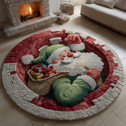 Green Santa Claus Deception Quilted Round Mat NCU0HH364