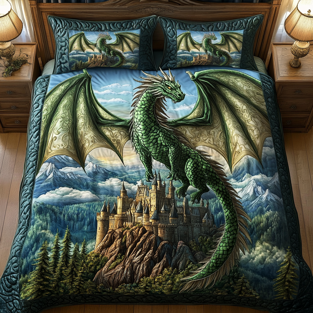 Green Sentinel 3-Piece Quilted Bedding Set NCU0VH624