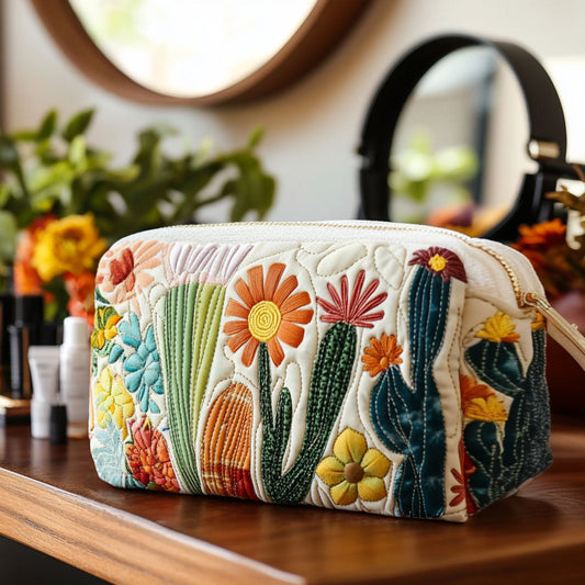 Green Spines Quilted Makeup Bag NCU0PT9625