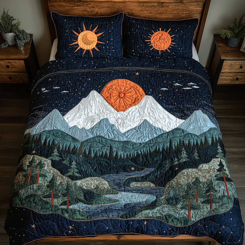 Green Wilderness 3-Piece Quilted Bedding Set NCU0DK7507