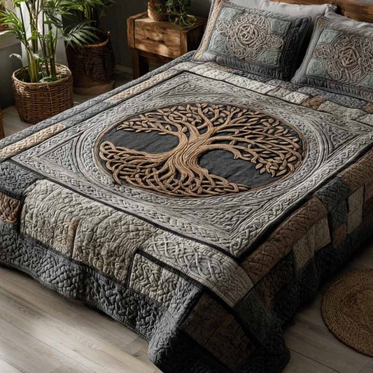 Grey Forest Crown Quilted Blanket NCU0XD2697