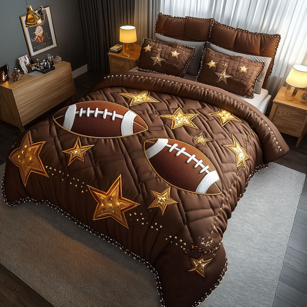 Gridiron Dreams 3-Piece Quilted Bedding Set NCU0PT3700