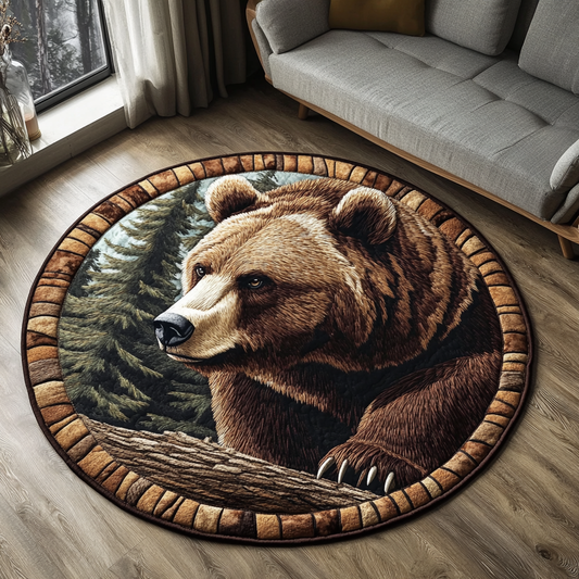 Grizzly Bear Quilted Round Mat NCU0DK8091
