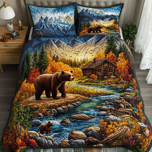 Grizzly Charm 3-Piece Quilted Bedding Set NCU0DK7223