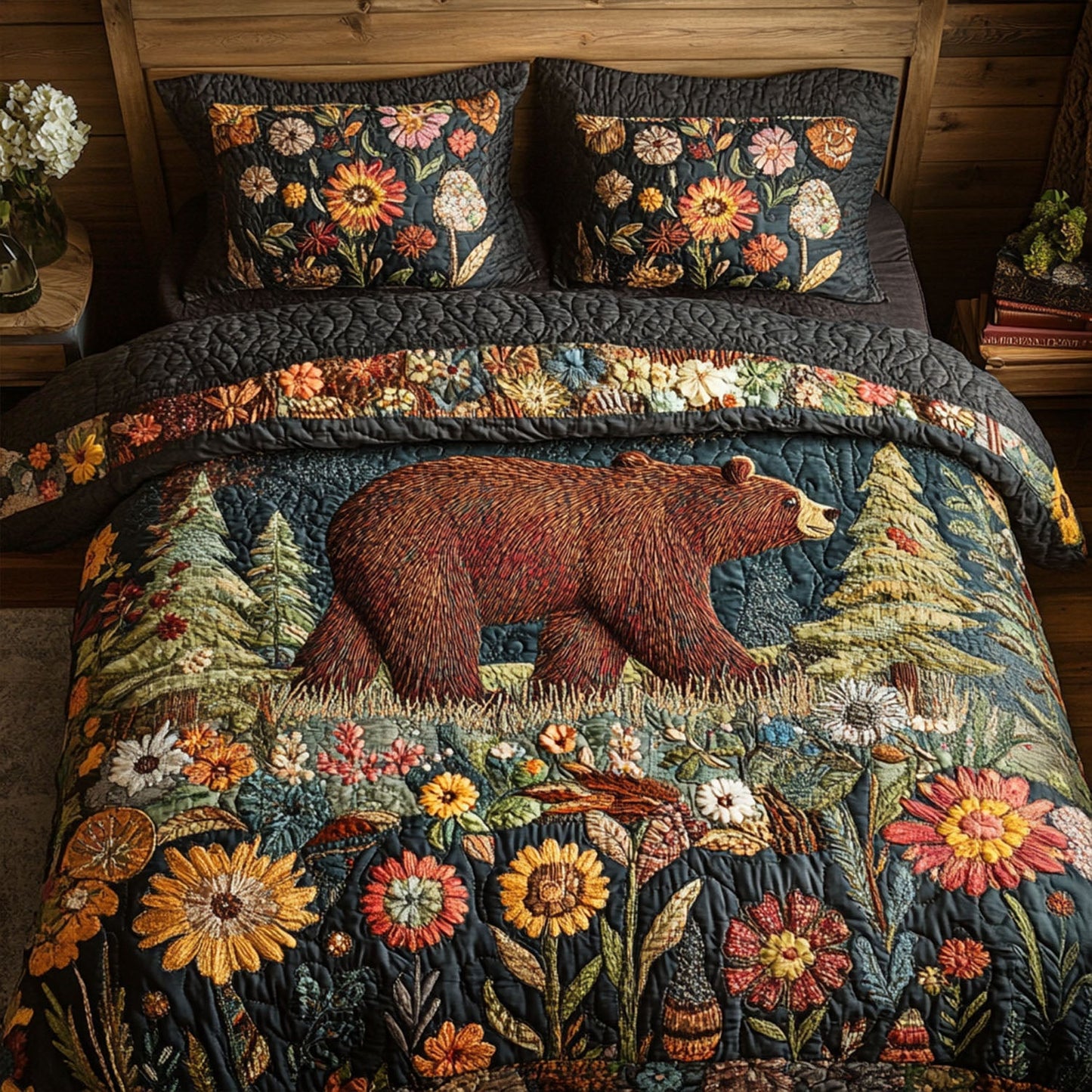 Grizzly Grove 3-Piece Quilted Bedding Set NCU0PT8395
