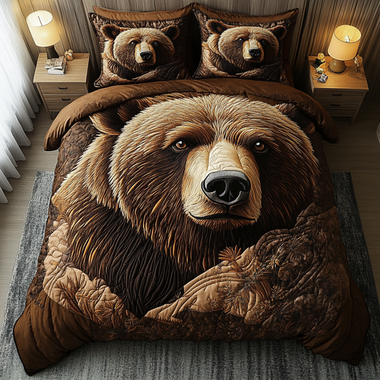 Grizzly Nights 3-Piece Quilted Bedding Set NCU0DK5806