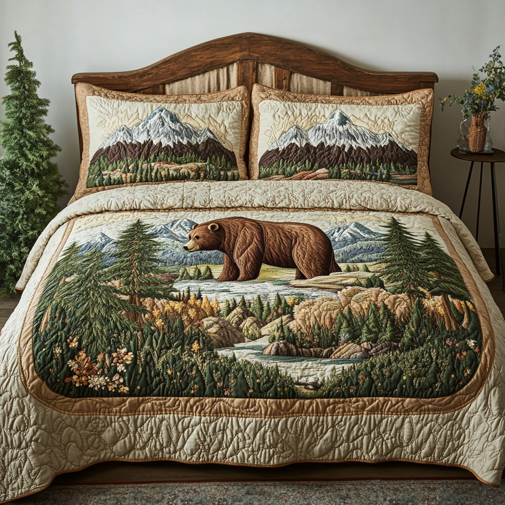 Grizzly Path 3-Piece Quilted Bedding Set NCU0VH4862