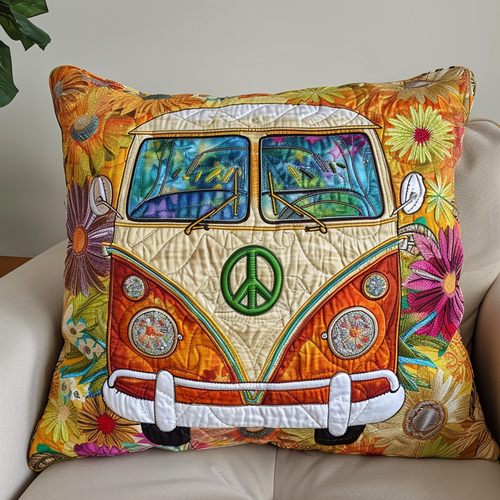 Groovy Camper Van Quilted Pillow Case NCU0TH346