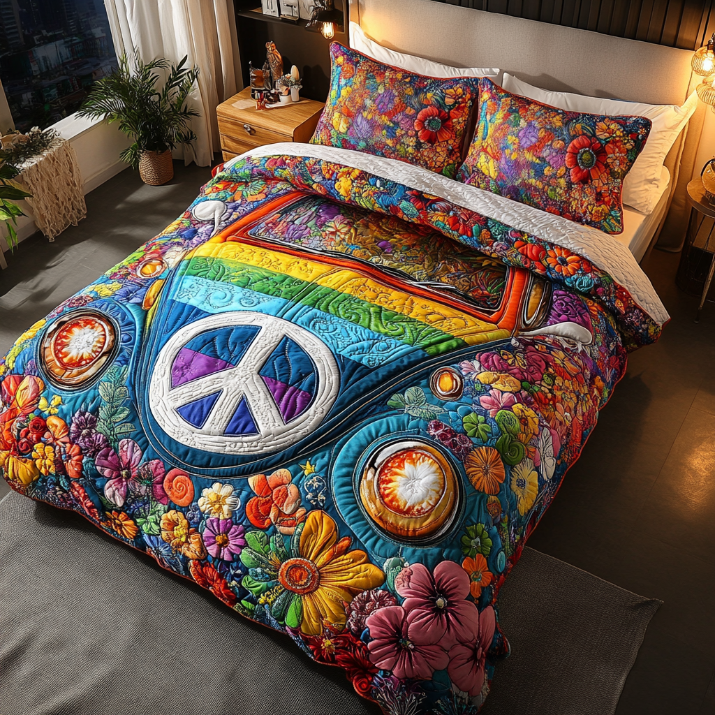 Groovy Beetle 3-Piece Quilted Bedding Set NCU0DK7900