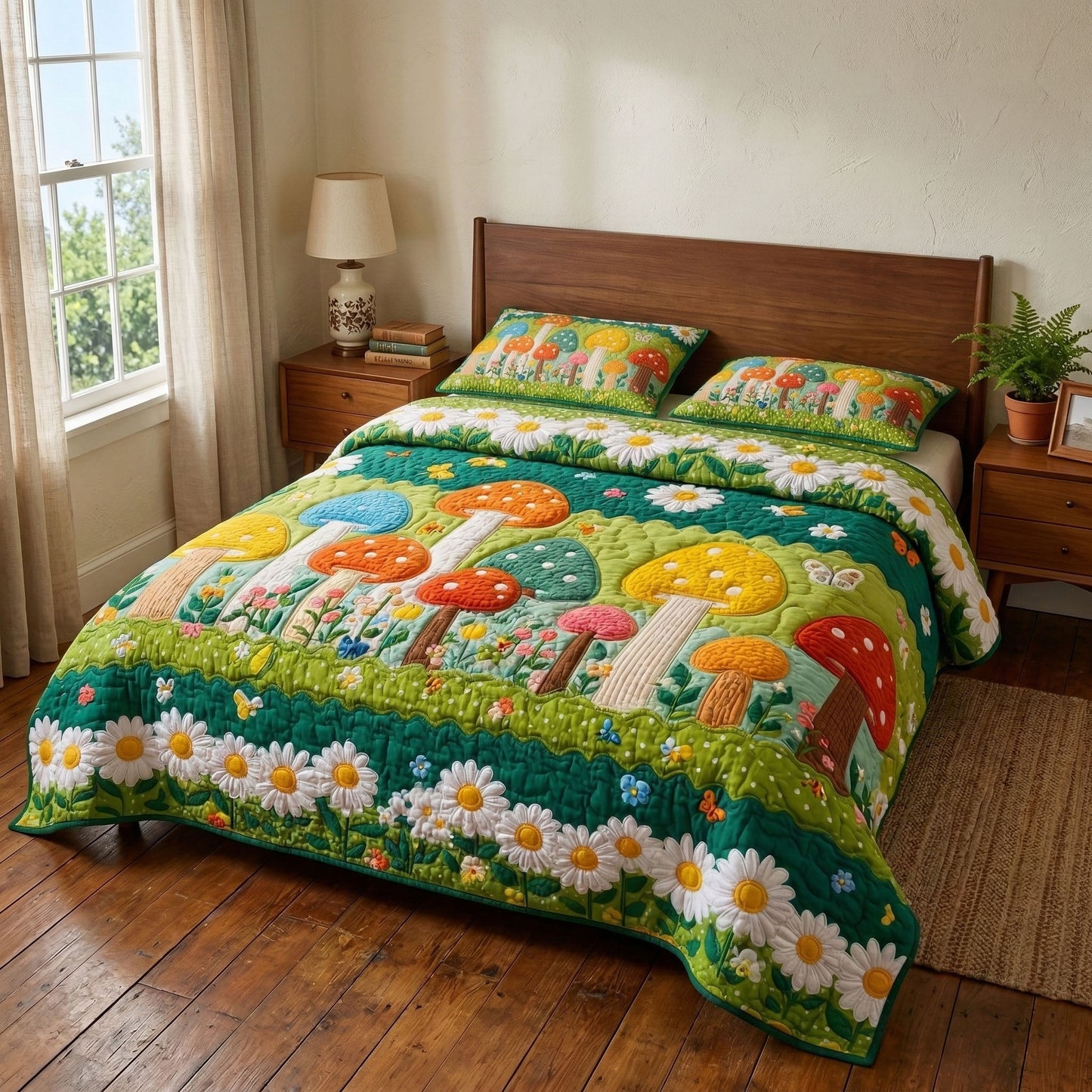 Groovy Daisy Garden 3-Piece Quilted Bedding Set NCU0NT12483