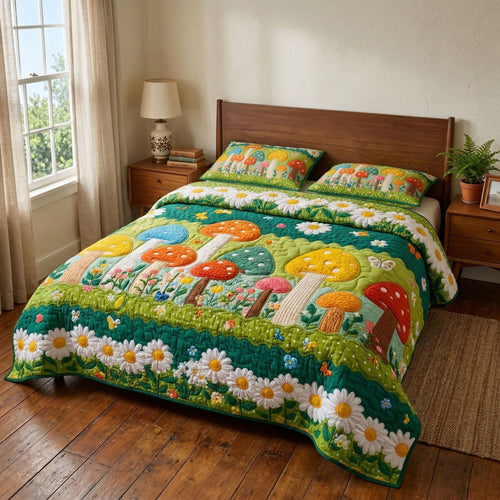 Groovy Daisy Garden 3-Piece Quilted Bedding Set NCU0NT12483