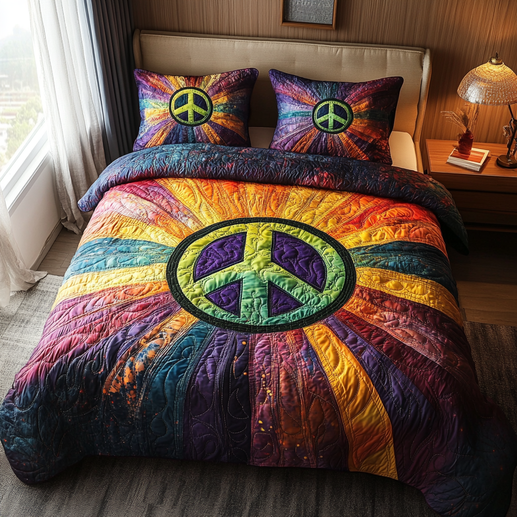 Groovy Days 3-Piece Quilted Bedding Set NCU0DV5546