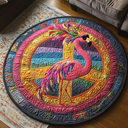 Groovy Flamingos Quilted Round Mat NCU0DV5996