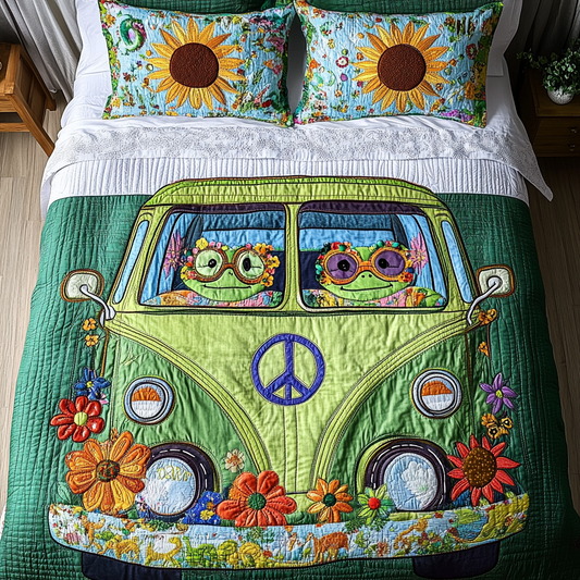 Groovy Frog 3-Piece Quilted Bedding Set NCU0DK7903