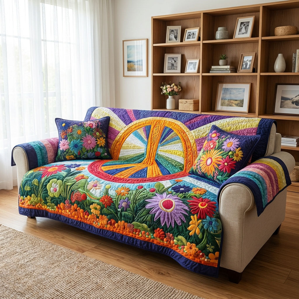 Groovy Garden Quilted Sofa Cover NCU0DK12122